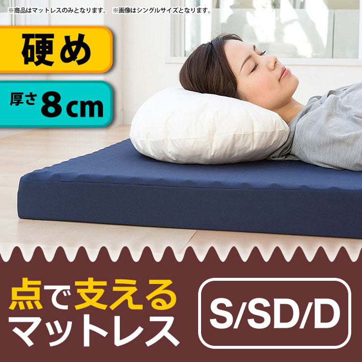 日本製 点で支える 三つ折り マットレス シングル セミダブル ダブル 厚さ8cm プロファイル 高反発 硬め かたい 通気 保湿 おりたたみ コンパクト ニット 生地(代引不可)