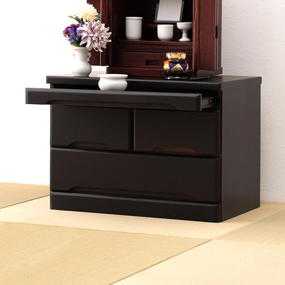 仏壇チェスト 完成品 幅60 奥行40 高さ43.5 仏壇下台 桐製 ミニ仏壇 紫壇調 スライド棚 引出し 木製 萩原 MCH-6792(代引不可)