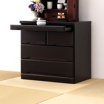 仏壇チェスト 完成品 幅60 奥行40 高さ58 仏壇下台 桐製 ミニ仏壇 紫壇調 スライド棚 引出し 木製 萩原 MCH-6793(代引不可)