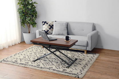 萩原 エクステンション昇降テーブル KT-3195BR テーブル 昇降 拡張 高さ調節(代引不可)