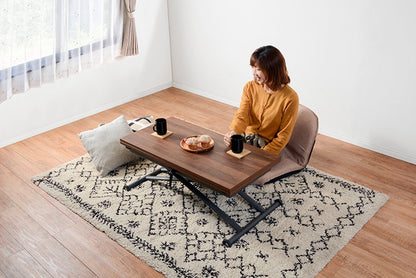 萩原 エクステンション昇降テーブル KT-3195BR テーブル 昇降 拡張 高さ調節(代引不可)