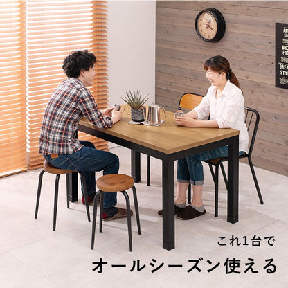 こたつテーブル ダイニングテーブル ロッジ風 120×75cm ダイニングコタツ 高さ2段階調節 布団レス 速暖ヒーター 360W ダイニングテーブル リビングこたつ アルクDK(代引不可)