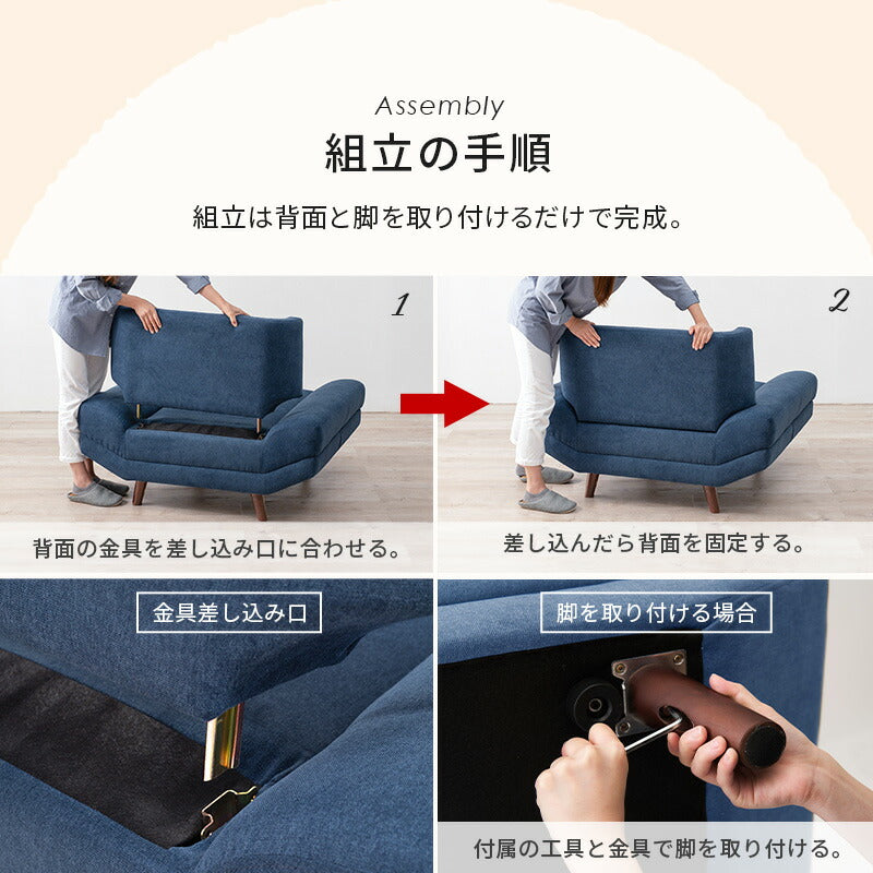 アームレスソファ あぐらソファ ゆったり座面 クッション付き 1人掛け 肘無し 1P 幅108 北欧 おしゃれ 天然木脚 ローソファー ファブリック(代引不可)