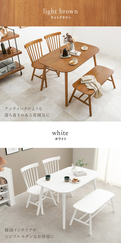 ダイニング4点セット テーブル+チェア2脚+ベンチ ウィンザーチェア コムバックチェア ダイニングセット ダイニングチェア ダイニングベンチ ダイニングテーブル 北欧(代引不可)