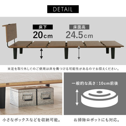 耐荷重200kg ステージベッド風 デザインベッド ボンネルコイルマットレス 2点セット シングル ベッドフレーム コンセント付き ロータイプ ローベッド(代引不可)