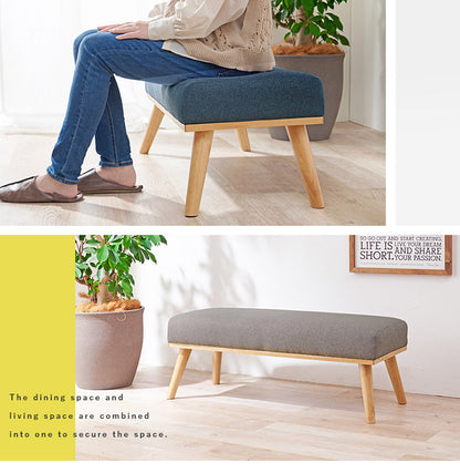 ダイニングベンチ 幅100 ゆったりロータイプ設計 リビングダイニング 椅子 イス チェア ファブリック 天然木脚 北欧 シンプル ナチュラル おしゃれ(代引不可)
