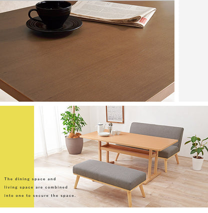 ダイニングテーブル 幅120 ゆったりロータイプ設計 リビングダイニング 棚付き 天然木突板 木製 テーブル 食卓 机 北欧 シンプル ナチュラル おしゃれ(代引不可)