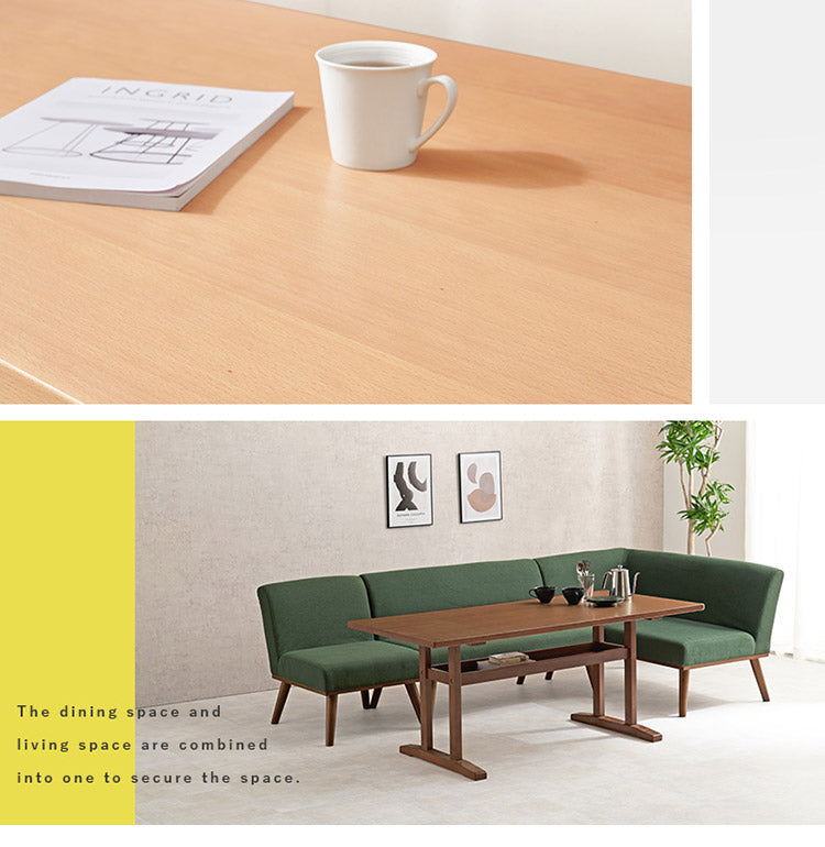 ダイニングテーブル 幅150 ゆったりロータイプ設計 リビングダイニング 棚付き 天然木突板 木製 テーブル 食卓 机 北欧 シンプル ナチュラル おしゃれ(代引不可)