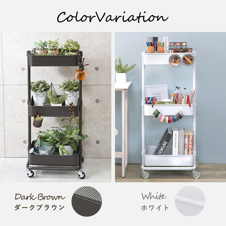 キッチンワゴン 3段 幅42cm 奥行36cm 高さ調節 マルチワゴン バスケットワゴン スリム キャスター付き キッチン収納 くすみカラー 韓国インテリア かわいい おしゃれ(代引不可)