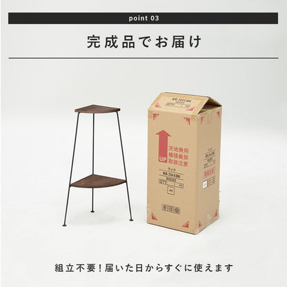 コーナーラック 完成品 2段 オープンラック 棚 スリム ディスプレイラック アイアン スチール リビング キッチンラック トイレラック 玄関(代引不可)