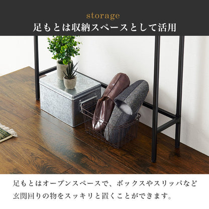 コンクリート調 コンソールテーブル 幅80 奥行18 玄関テーブル コンパクト スリム 収納 棚 ラック スチール脚 コンクリート柄 セラミック柄 グレー モノトーン おしゃれ(代引不可)