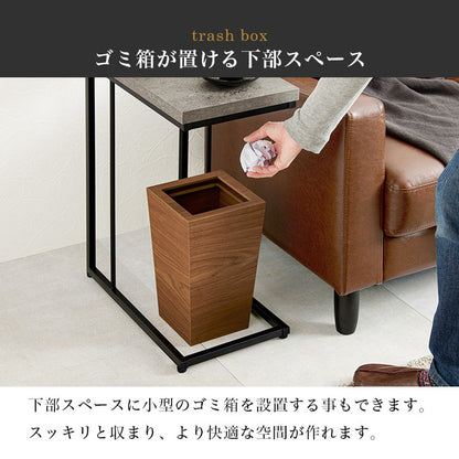 コンクリート調 サイドテーブル コの字 幅45 ソファテーブル コンパクト スリム ナイトテーブル ベッドサイド スチール脚 コンクリート柄 セラミック柄 グレー モノトーン おしゃれ(代引不可)