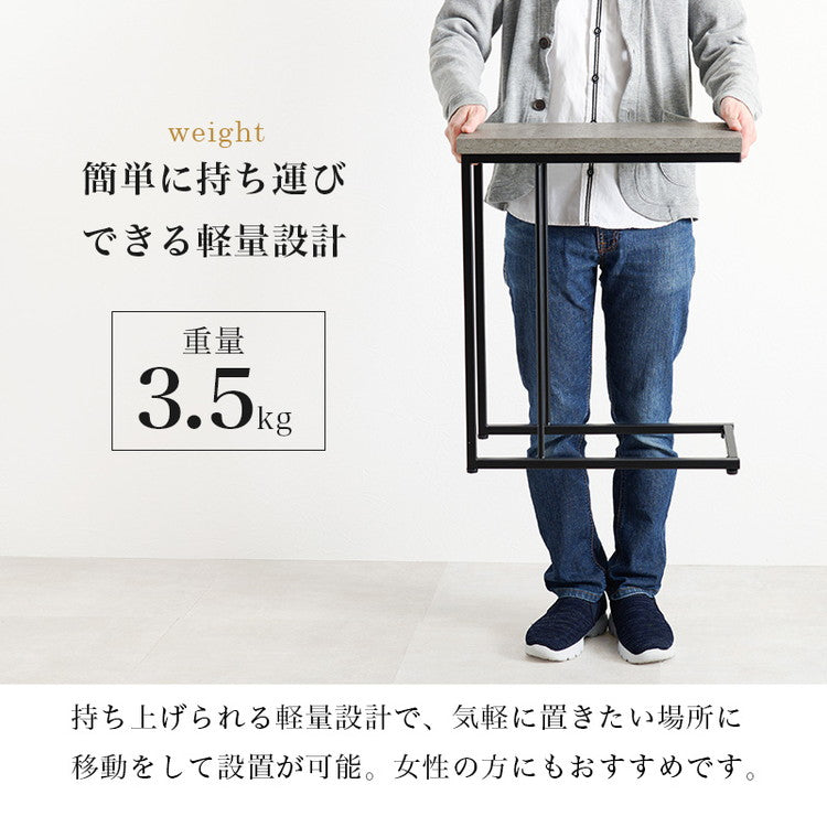 コンクリート調 サイドテーブル コの字 幅45 ソファテーブル コンパクト スリム ナイトテーブル ベッドサイド スチール脚 コンクリート柄 セラミック柄 グレー モノトーン おしゃれ(代引不可)