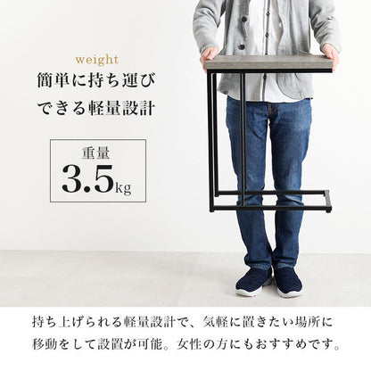 コンクリート調 サイドテーブル コの字 幅45 ソファテーブル コンパクト スリム ナイトテーブル ベッドサイド スチール脚 コンクリート柄 セラミック柄 グレー モノトーン おしゃれ(代引不可)