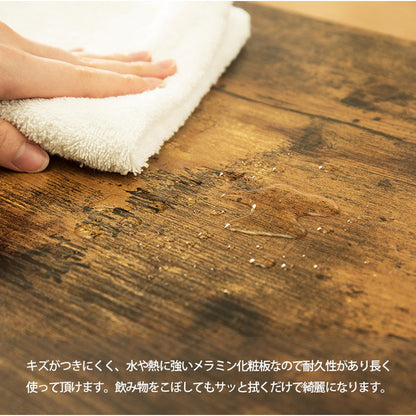 ヴィンテージ調 センターテーブル ローテーブル 幅75 リビングテーブル コーヒーテーブル カフェテーブル 棚付き 収納棚 キャスター付 インダストリアル スチール おしゃれ ブラウン ブラック 黒(代引不可)