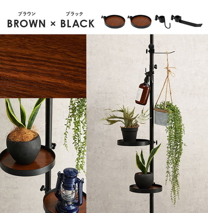 突っ張り棚 縦型 5点セット 円形トレイ2個&フック 突っ張り棒 おしゃれ ポール つっぱり 壁面収納 天井 突っ張りラック つっぱり棚 リビング 玄関 デスク横(代引不可)