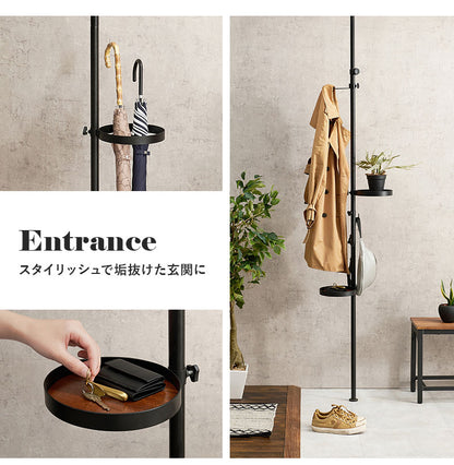 突っ張り棚 縦型 5点セット 円形トレイ2個&フック 突っ張り棒 おしゃれ ポール つっぱり 壁面収納 天井 突っ張りラック つっぱり棚 リビング 玄関 デスク横(代引不可)