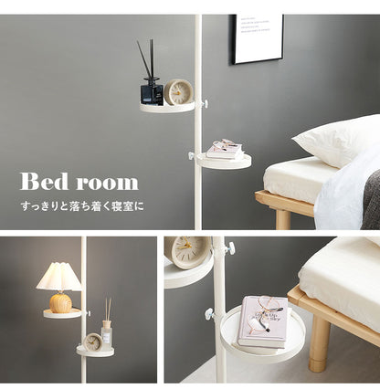 突っ張り棚 縦型 6点セット 円形トレイ5個 突っ張り棒 おしゃれ ポール つっぱり 壁面収納 天井 突っ張りラック つっぱり棚 リビング 玄関 デスク横(代引不可)