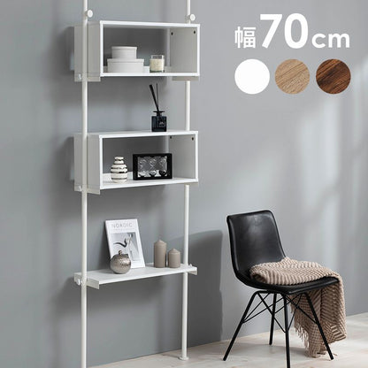 突っ張り棚 幅70cm つっぱり ディスプレイラック おしゃれ 北欧 突張り 収納 棚 パーテーション 間仕切り ウォールシェルフ 壁面収納 高さ調整 調節 キッチン 玄関(代引不可)