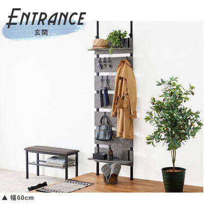 突っ張り棚 幅80cm つっぱり ラック おしゃれ 北欧 突張り 収納 棚 パーテーション 間仕切り ウォールシェルフ 壁 引っ掛け 引掛け 高さ調整 調節 段差 伸縮 木製 壁面収納 キッチン 玄関(代引不可)