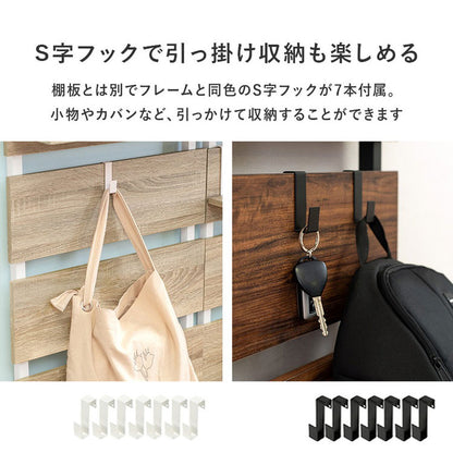 突っ張り棚 幅80cm つっぱり ラック おしゃれ 北欧 突張り 収納 棚 パーテーション 間仕切り ウォールシェルフ 壁 引っ掛け 引掛け 高さ調整 調節 段差 伸縮 木製 壁面収納 キッチン 玄関(代引不可)