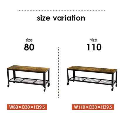 ヴィンテージ調 テレビ台 ローボード テレビボード 幅110 ロータイプ TV台 TVボード リビングボード 棚 収納 キャスター付き インダストリアル スチール おしゃれ ブラウン ブラック 黒(代引不可)