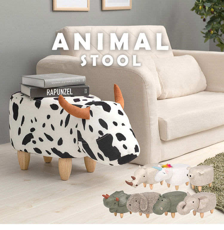 アニマルスツール 動物 恐竜 どうぶつ きょうりゅう 脚付き スツール オットマン 動物スツール ウシ ブタ サイ トリケラトプス イヌ ゾウ カバ ユニコーン かわいい 可愛い(代引不可)