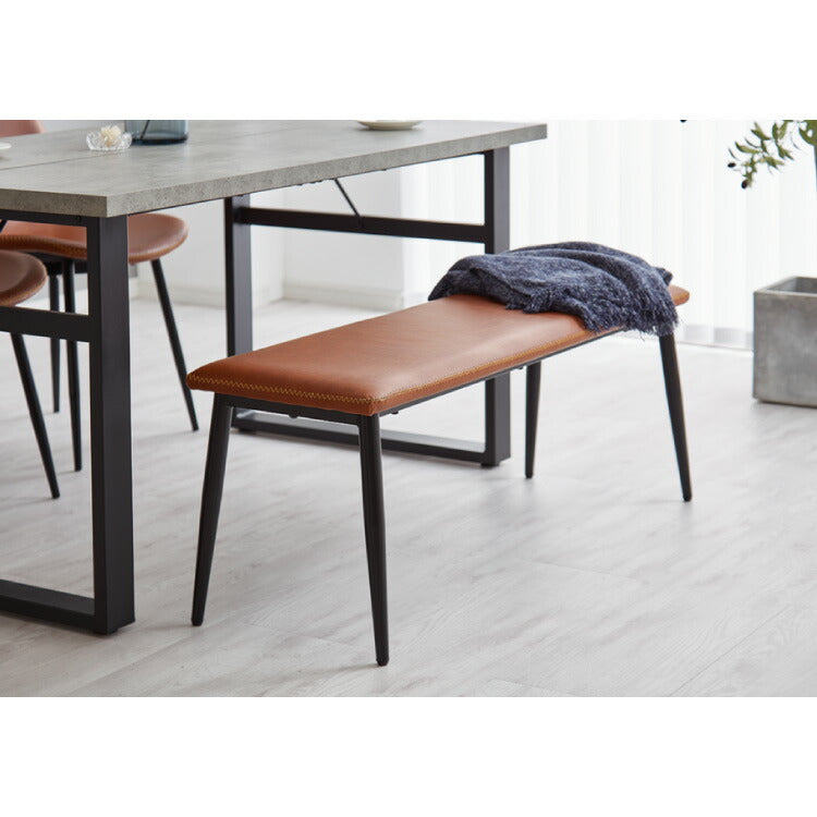 ダイニングベンチ 幅110 ヴィンテージ調 ベンチ 椅子 チェア ダイニングベンチ単品 PVCレザー 合成皮革 スチール脚 モダン インダストリアル 北欧 おしゃれ お手入れ簡単 食卓椅子 食卓チェア(代引不可)
