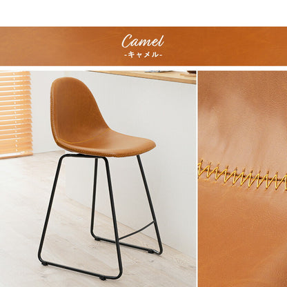 スツール おしゃれ レザー ステッチ ヴィンテージ調 カウンターチェア バーチェア 丸 バースツール 玄関 キッチン ダイニング 椅子 北欧 レトロ 西海岸 ミッドセンチュリー 1脚(代引不可)