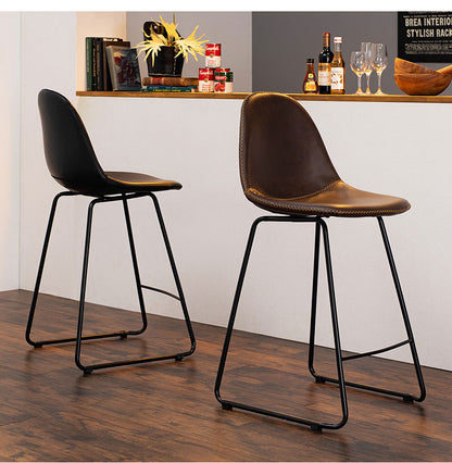 スツール おしゃれ レザー ステッチ ヴィンテージ調 カウンターチェア バーチェア 丸 バースツール 玄関 キッチン ダイニング 椅子 北欧 レトロ 西海岸 ミッドセンチュリー 1脚(代引不可)