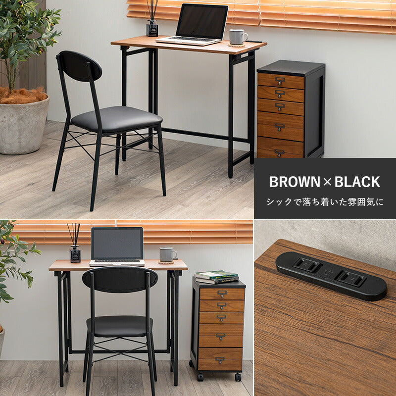 折りたたみデスク&チェア2点セット 折りたたみ デスク チェア セット 2口コンセント デスクチェア おしゃれ 机 椅子 幅80 パソコンデスク 1人暮らし 勉強机 デスクワーク 在宅ワーク(代引不可)