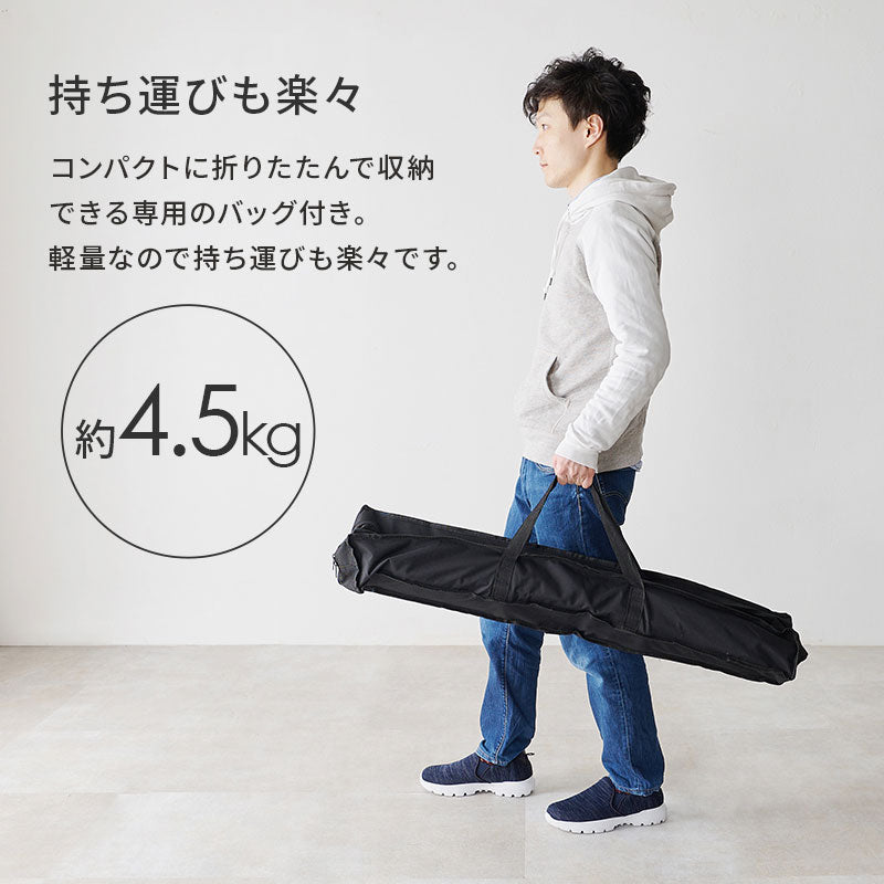 アウトドアテーブル 無段階調節 高さ45~65cm 収納バッグ付き木目模様 ロールトップ天板 コンパクト収納 工具不要 簡単組立 屋外 屋内 ブラック(代引不可)