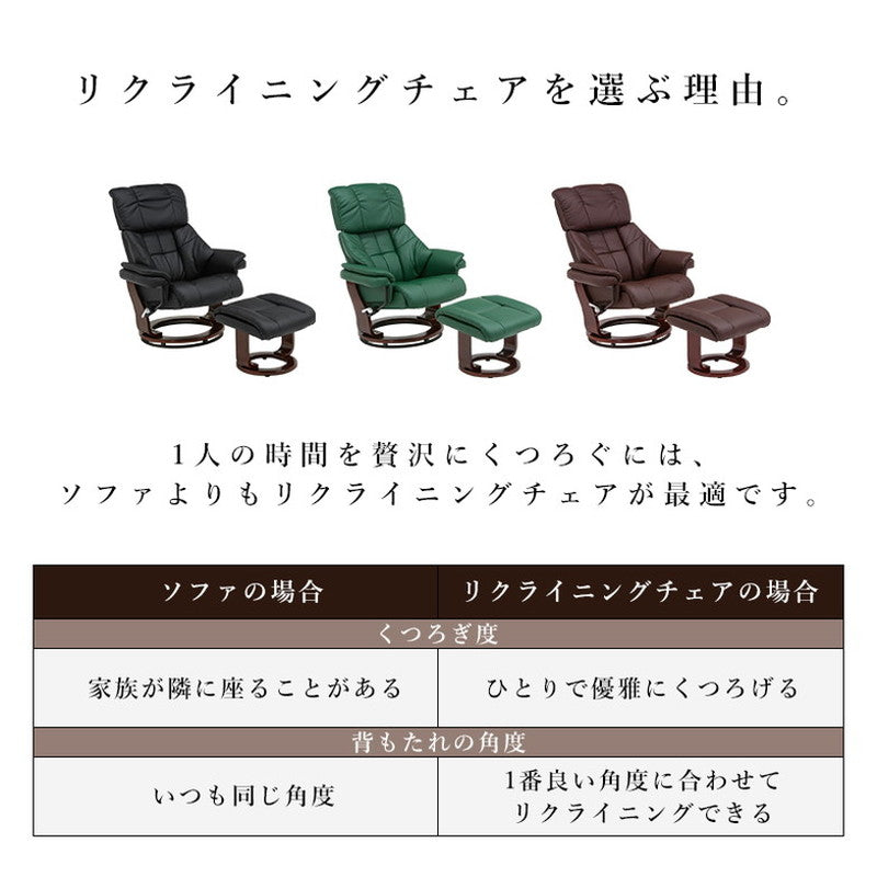 リクライニングチェア オットマン付き 360度回転 パーソナルチェア リクライニングチェアー 肘付き 一人掛け ハイバック 父の日 母の日 プレゼント(代引不可)