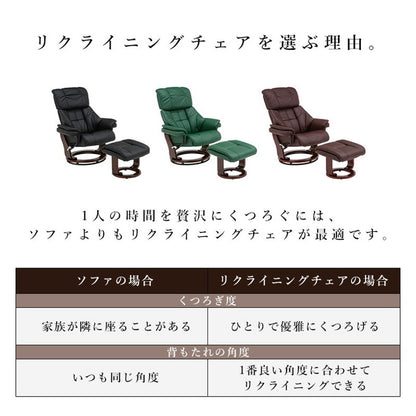 リクライニングチェア オットマン付き 360度回転 パーソナルチェア リクライニングチェアー 肘付き 一人掛け ハイバック 父の日 母の日 プレゼント(代引不可)