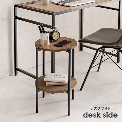 サイドテーブル 大理石調 木目調 直径30cm 円形 丸テーブル 棚付き ラック テーブル ソファサイド ベッドサイド マーブル調 コンクリート調 北欧 おしゃれ(代引不可)