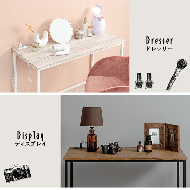 デスク 幅100cm 奥行45cm 2口コンセント ロングデスク PCデスク パソコンデスク 机 作業机 作業デスク プリンター台 プリンターラック スチール 北欧 おしゃれ(代引不可)