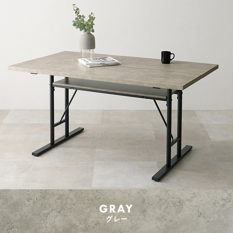 ダイニングテーブル 138×80cm コンクリート調 木目調 デザイン グレー T字脚 スタイリッシュ テーブル 机 食卓テーブル ダイニング デスク スチール脚 おしゃれ(代引不可)