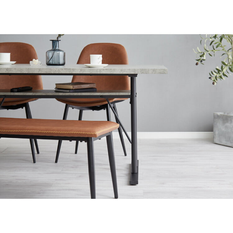 ダイニングテーブル 138×80cm 棚付き T字脚 省スペース コンクリート調 木目調 メラミン天板 スチール脚 収納付き 中棚付き テーブル 机 食卓 グレー モノトーン モダン 北欧 おしゃれ 幅138 奥行80(代引不可)