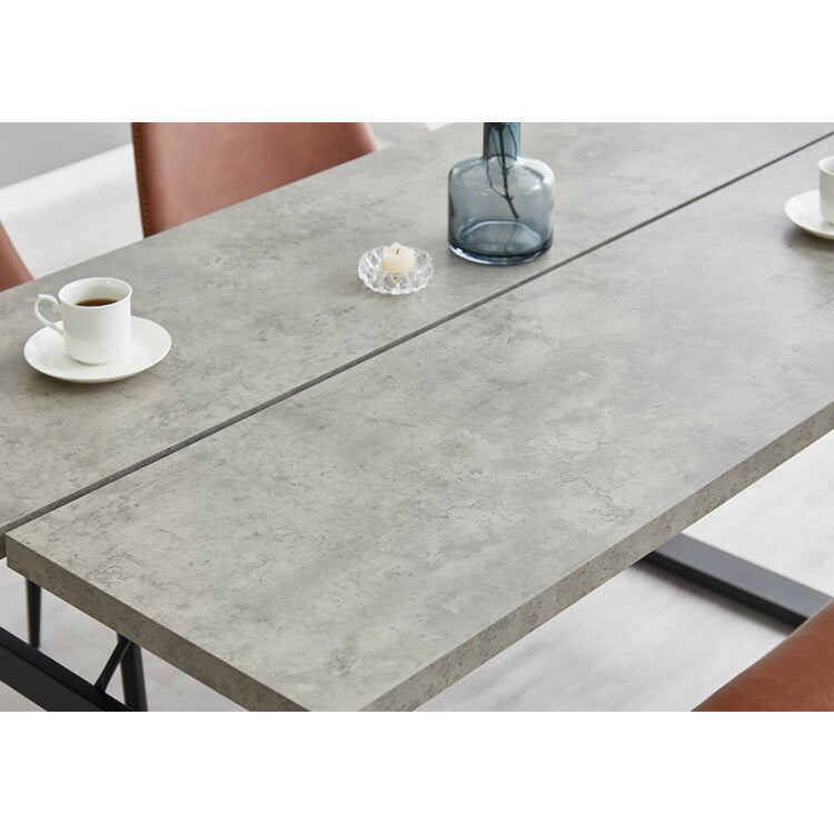 ダイニングテーブル 138×80cm コンクリート調 木目調 メラミン天板 スチール脚 テーブル 机 食卓 グレー モノトーン モダン 北欧 おしゃれ スクエア脚 幅138 奥行80(代引不可)