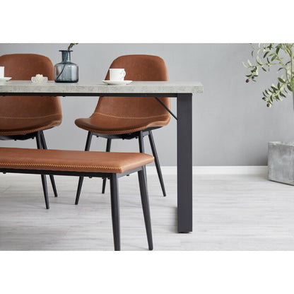 ダイニングテーブル 138×80cm コンクリート調 木目調 メラミン天板 スチール脚 テーブル 机 食卓 グレー モノトーン モダン 北欧 おしゃれ スクエア脚 幅138 奥行80(代引不可)