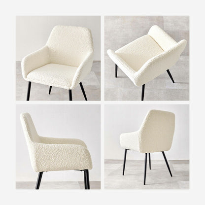 カフェテーブル&チェア 3点セット ブークレ生地 スチール脚 デザインチェア テーブル+ダイニングチェア2脚 おしゃれ 北欧 モダン 椅子 イス チェア 可愛い かわいい(代引不可)