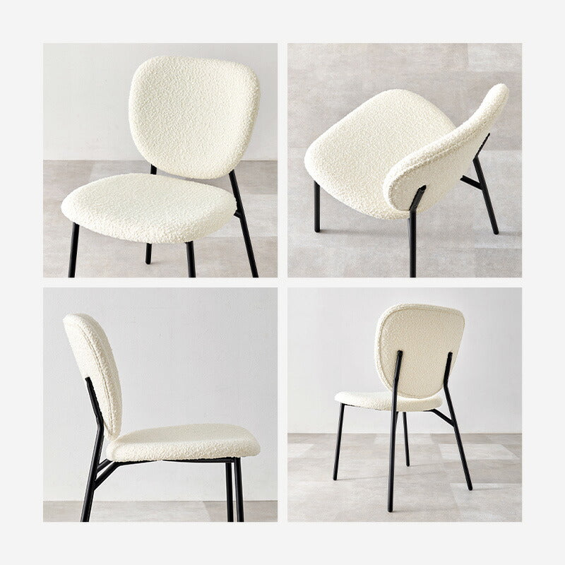 カフェテーブル&チェア 3点セット ブークレ生地 スチール脚 デザインチェア テーブル+ダイニングチェア2脚 おしゃれ 北欧 モダン 椅子 イス チェア 可愛い かわいい(代引不可)