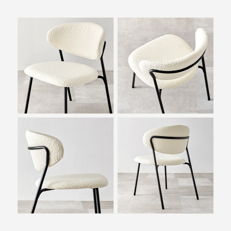 カフェテーブル&チェア 3点セット ブークレ生地 スチール脚 デザインチェア テーブル+ダイニングチェア2脚 おしゃれ 北欧 モダン 椅子 イス チェア 可愛い かわいい(代引不可)