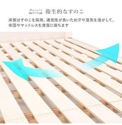 姫系 引出し収納付き ベッド シングル ホワイト 白 エレガント 収納付き チェストベッド 棚付き 宮棚 2口コンセント ベッドフレーム すのこベッド(代引不可)