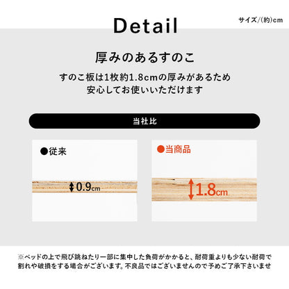 工具不要・簡単組立 すのこベッド セミダブル 耐荷重200kg 棚なし ベッドフレーム 木製 頑丈 北欧 ネジ無し シンプル おしゃれ 新生活(代引不可)
