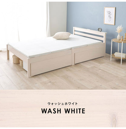 工具不要・簡単組立 引出し付き ベッド セミダブル 耐荷重200kg 収納付き チェストベッド 棚付き 宮棚 2口コンセント ベッドフレーム すのこベッド(代引不可)