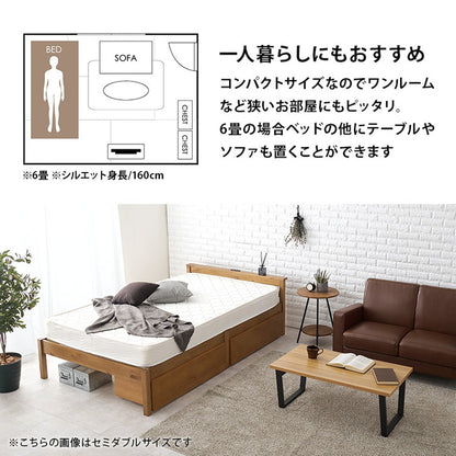 工具不要・簡単組立 引出し付き ベッド シングル 耐荷重200kg 収納付き チェストベッド 棚付き 宮棚 2口コンセント ベッドフレーム すのこベッド(代引不可)