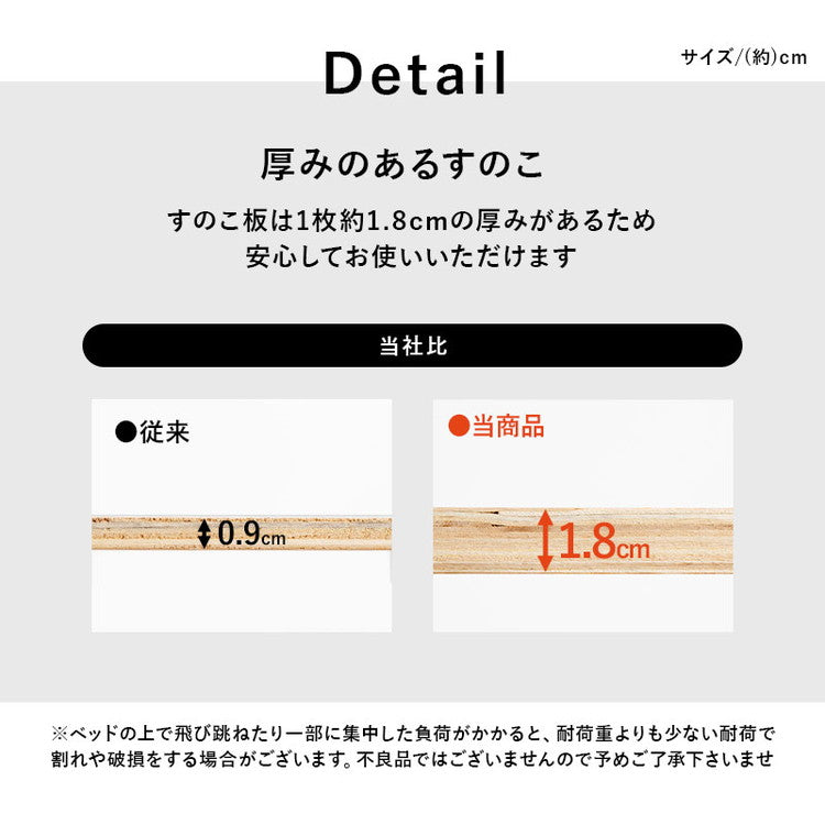 工具不要・簡単組立 すのこベッド シングル ハイタイプ 耐荷重200kg 棚なし ミドルベッド ベッドフレーム 木製 頑丈 北欧 ネジ無し シンプル おしゃれ 新生活(代引不可)