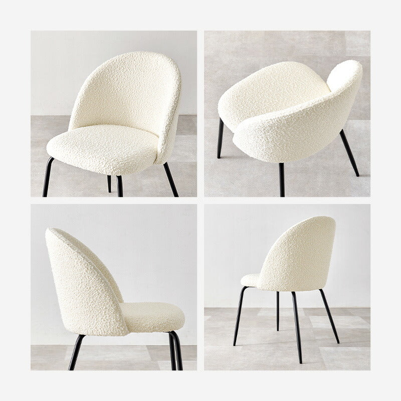 ダイニングチェア 2脚セット ブークレ生地 スチール脚 デザインチェア おしゃれ 北欧 モダン 椅子 イス チェア 可愛い かわいい 2点セット(代引不可)