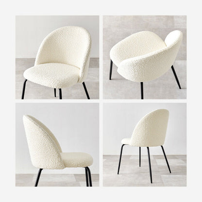 ダイニングチェア 2脚セット ブークレ生地 スチール脚 デザインチェア おしゃれ 北欧 モダン 椅子 イス チェア 可愛い かわいい 2点セット(代引不可)